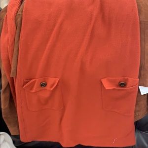 Burnt orange sweater dress.